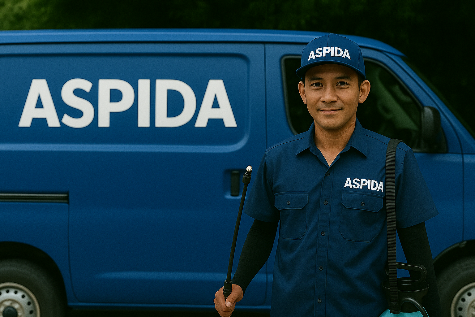 Teknisi ASPIDA dengan mobil