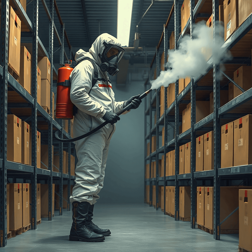 Teknisi ASPIDA melakukan fumigasi